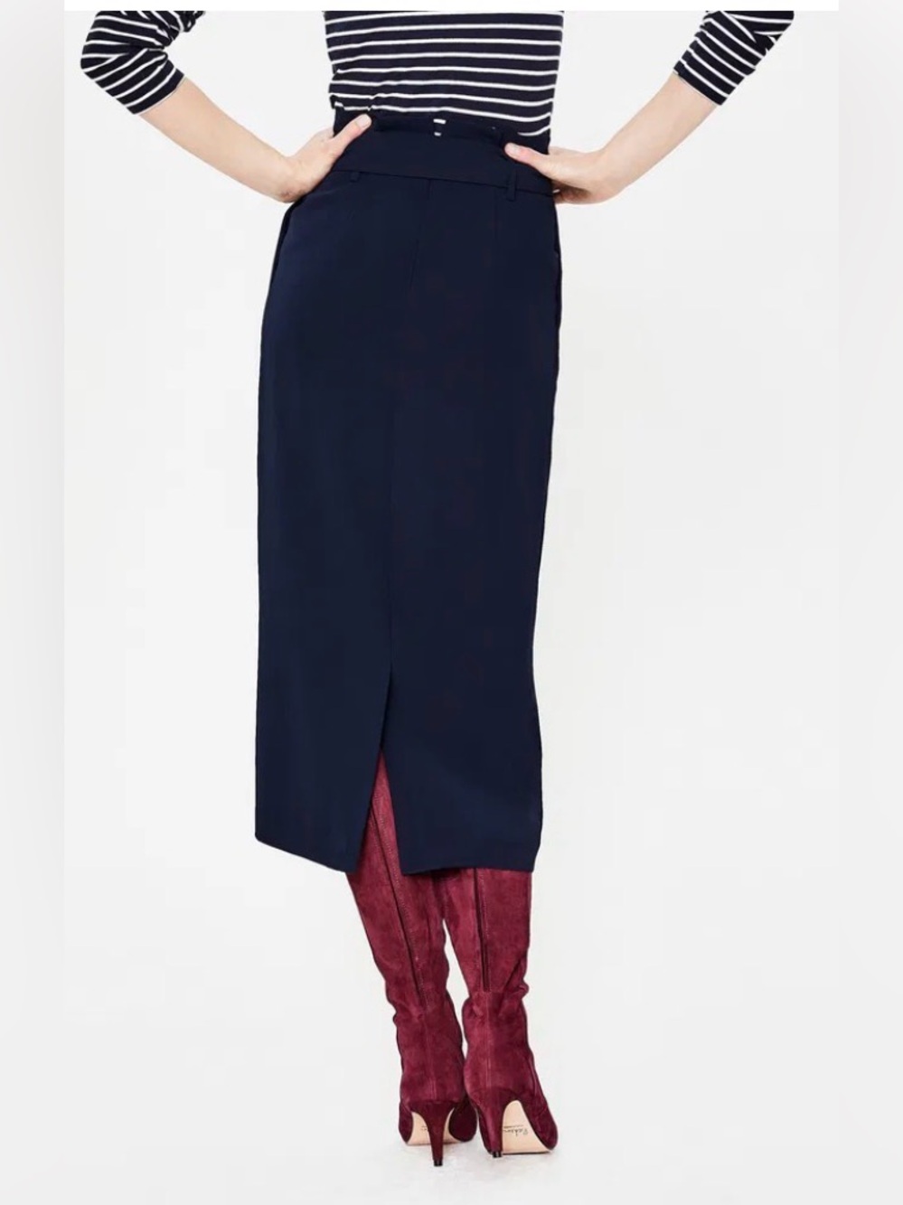 Boden Melina Paper bag Skirt - Wool Navy Sz 16 - Picture 6 of 10